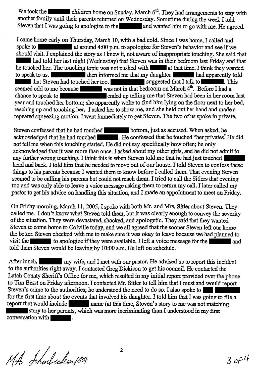 Written Statement page 3: “He confessed that he touched her ‘privates.’”