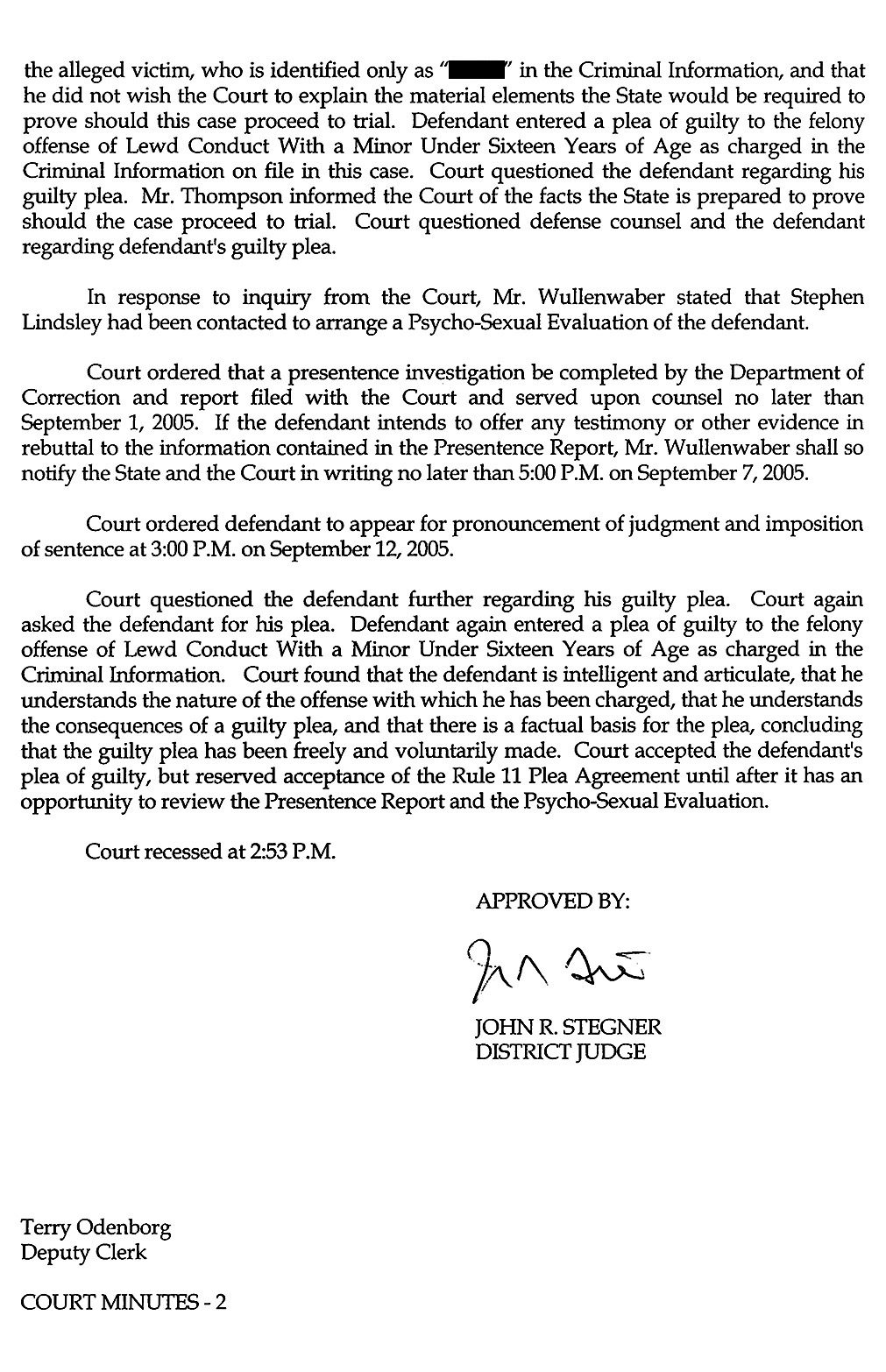 Steven Sitler: Court Minutes, Arraignment, page 2