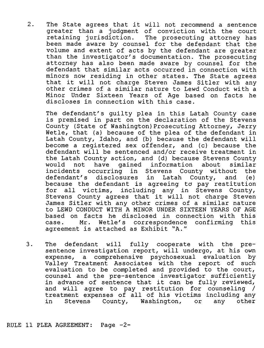 Steven Sitler: Rule 11 Plea Agreement, page 2