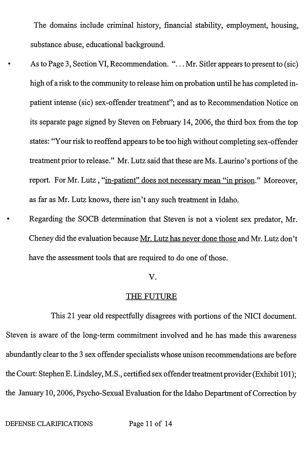 Defense Clarifications page 11