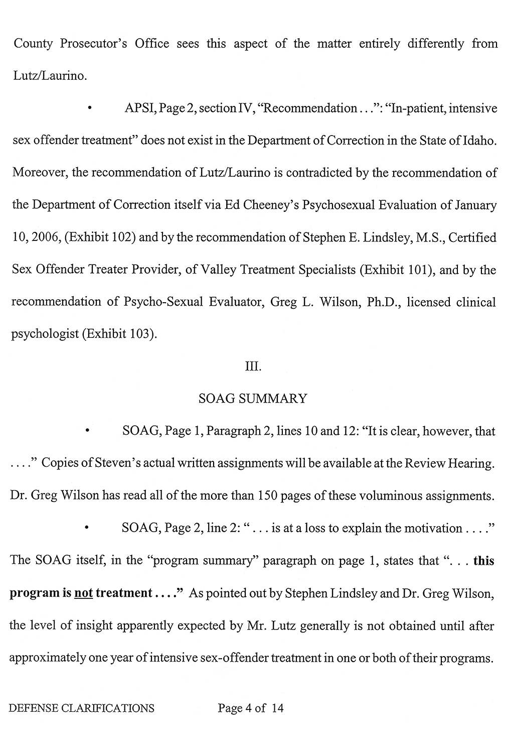 Defense Clarifications page 4