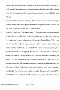 Defense Clarifications page 9: “Regarding the ‘Layout,’ this is a listing of the victims and the events involving the offender.”