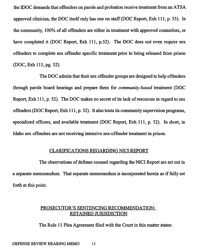 Defense Review Hearing Memo page 11