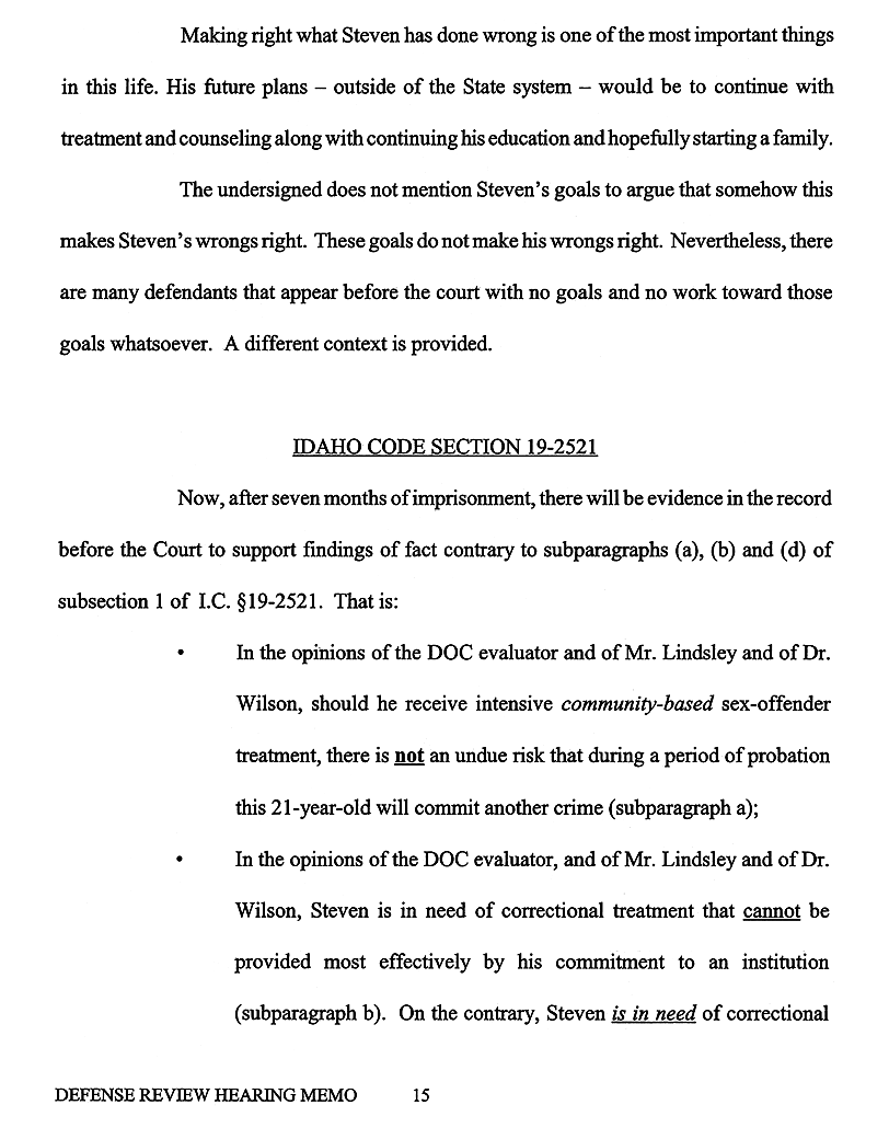 Defense Review Hearing Memo page 15