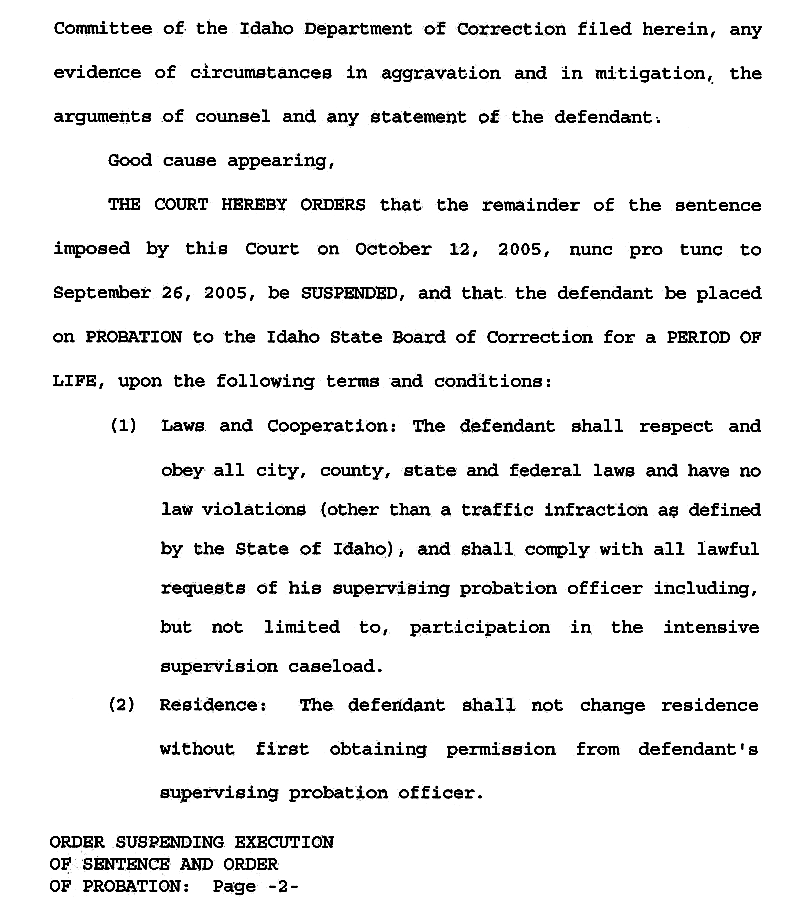 Order Suspending Execution of Sentence page 2