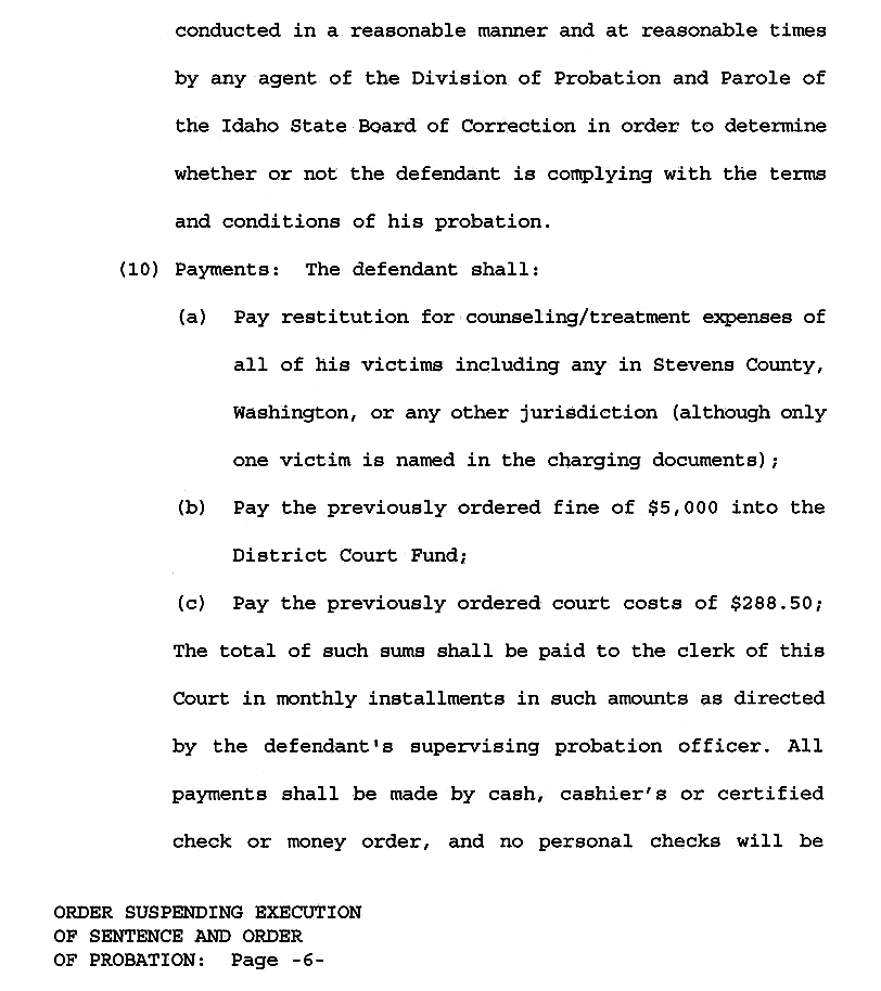 Order Suspending Execution of Sentence page 6