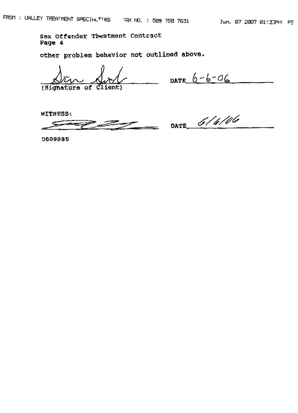 Valley Treatment Specialties Treatment Contract, page 4