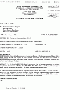 Report of Probation Violation page 1