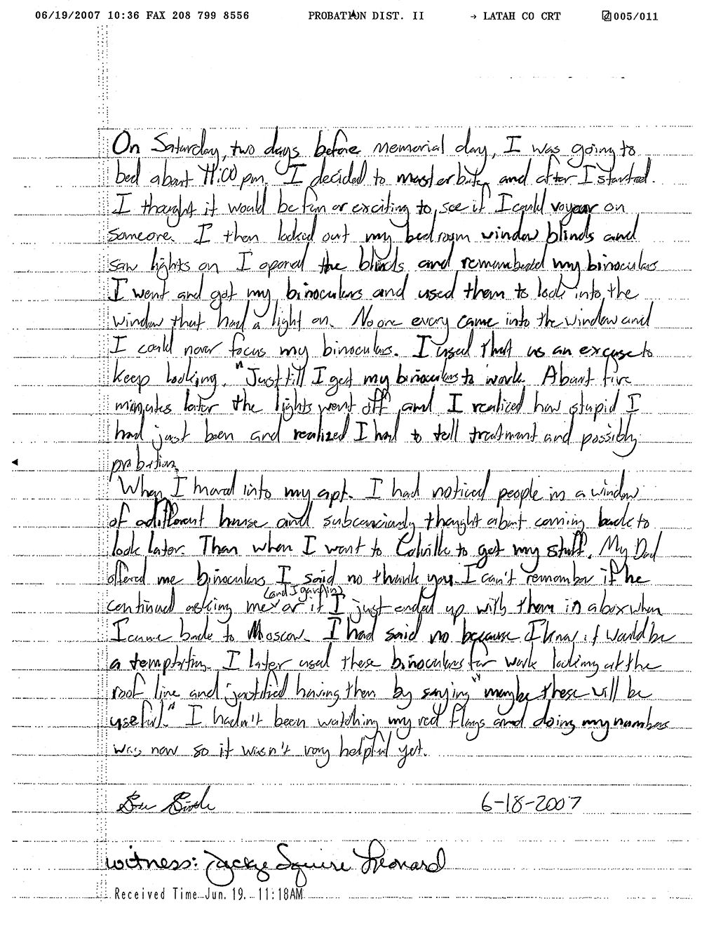 Steven Sitler’s Written Statement