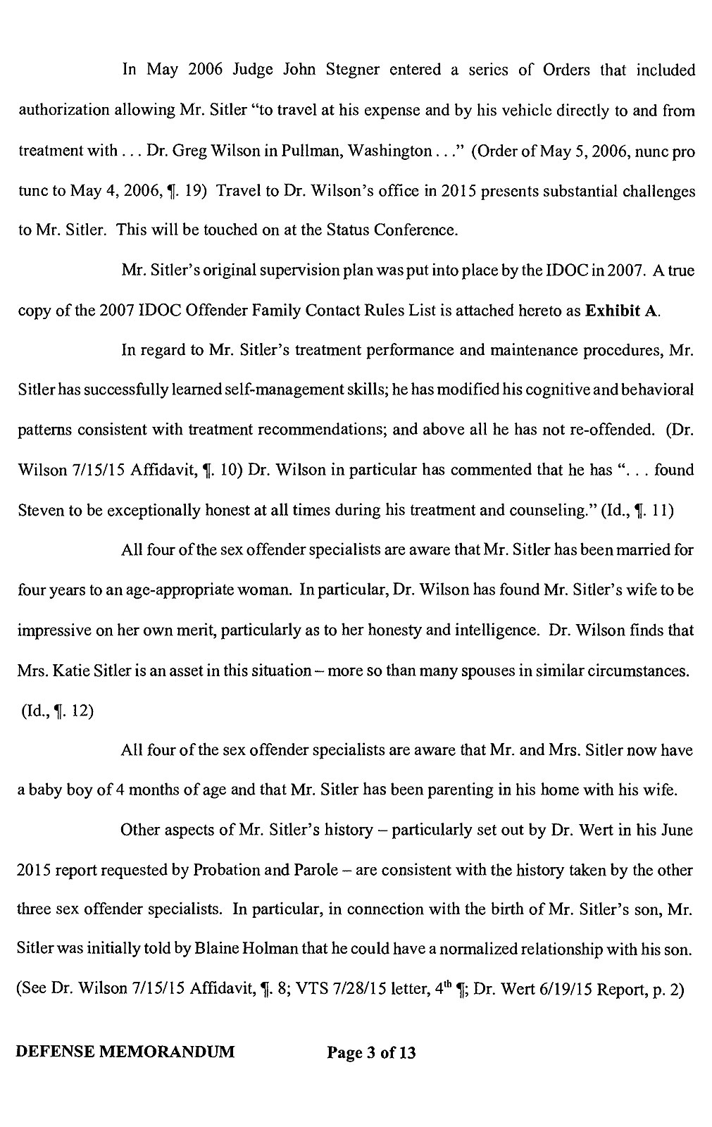 Steven Sitler Defense Memorandum, page 3