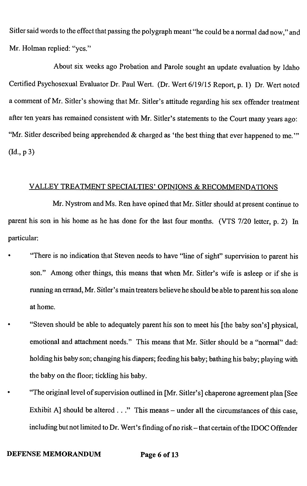 Steven Sitler Defense Memorandum, page 6
