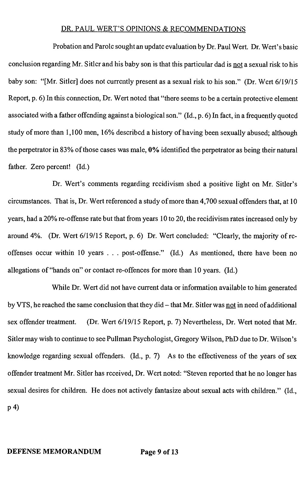 Steven Sitler Defense Memorandum, page 9