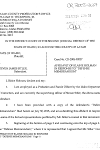Blaine Holman Affidavit Page 1