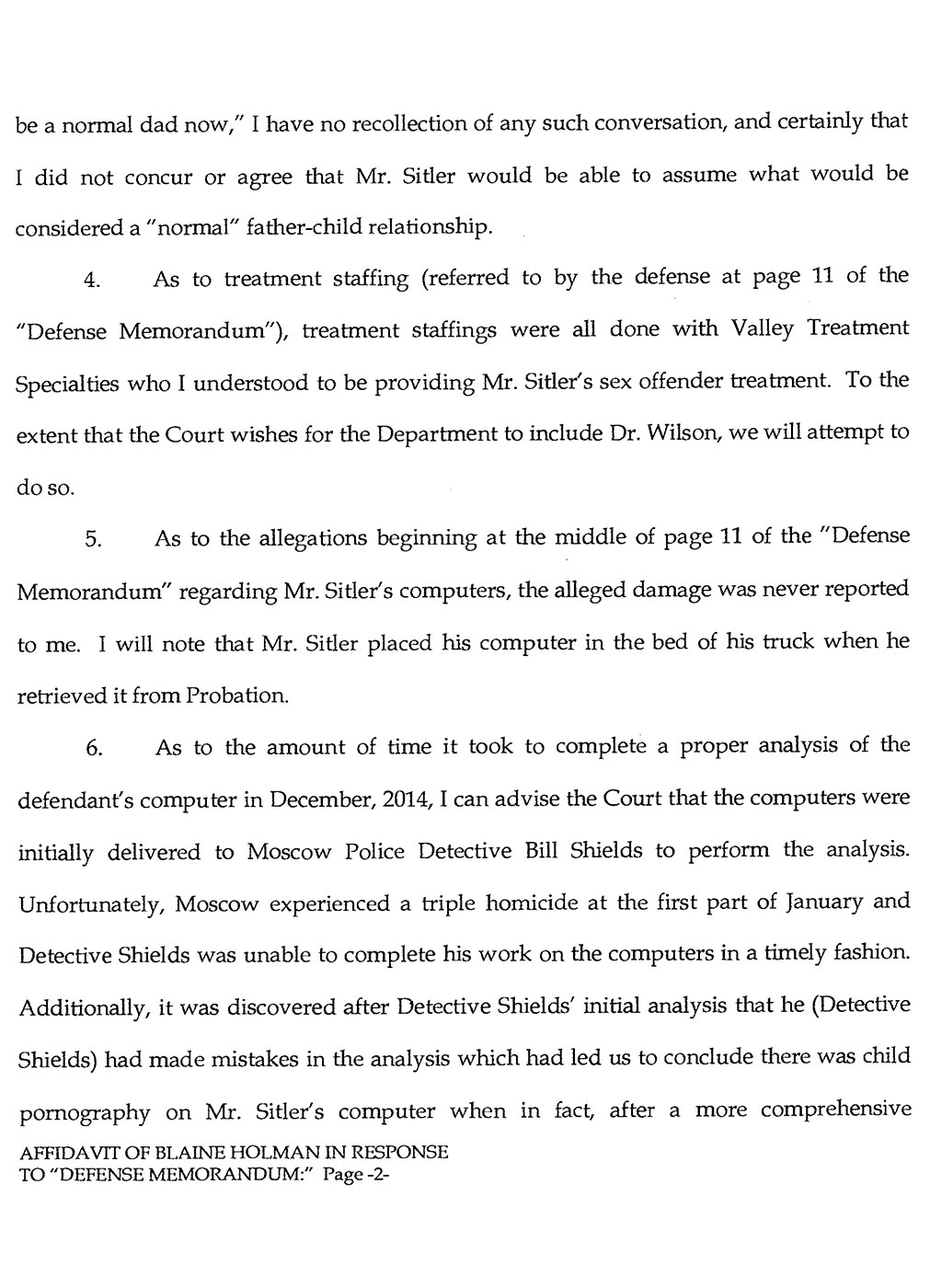 Blaine Holman Affidavit Page 2