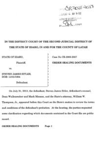 Steven Sitler: Order Sealing Documents, page 1