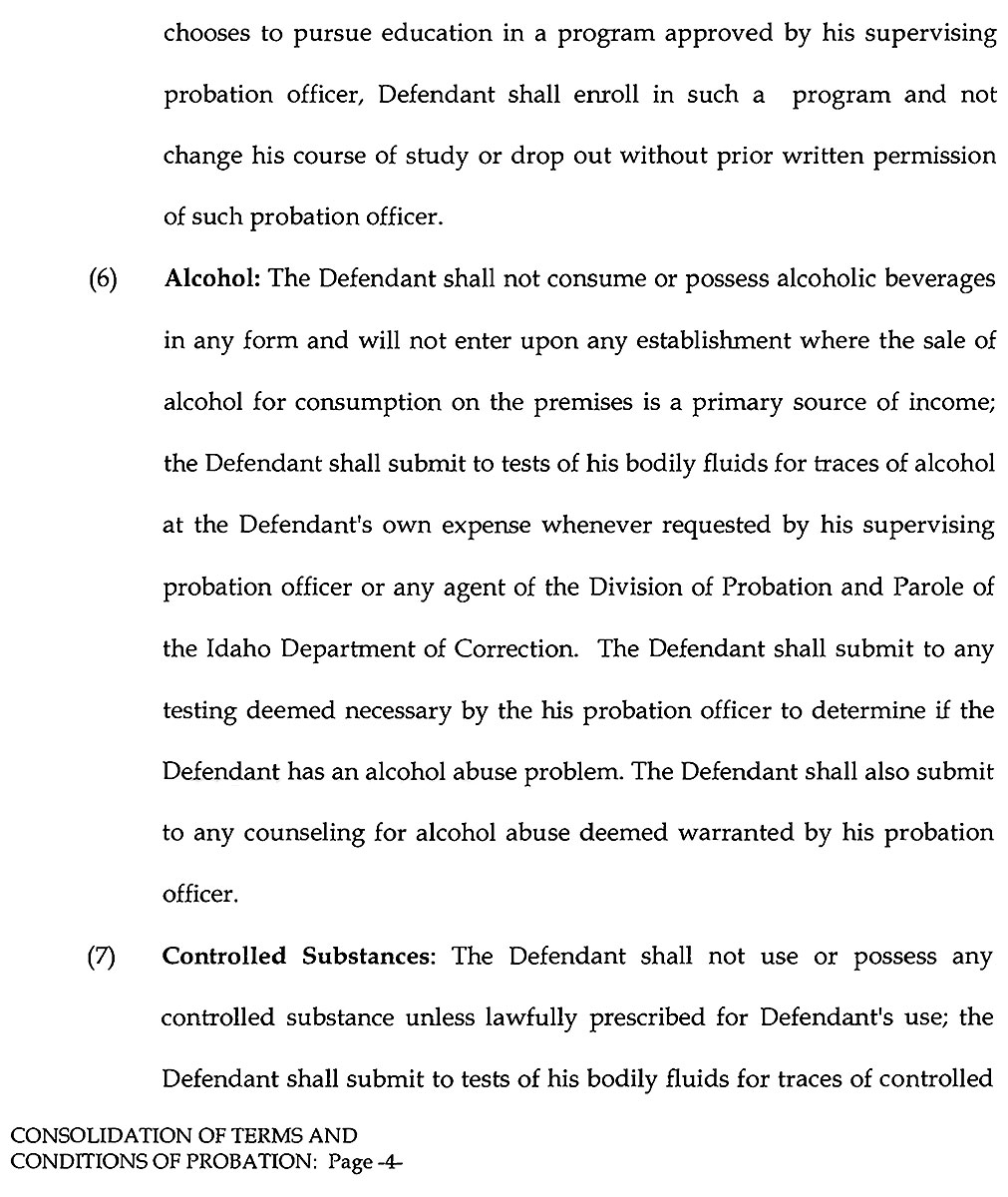 Consolidation of Terms and Conditions of Probation page 4