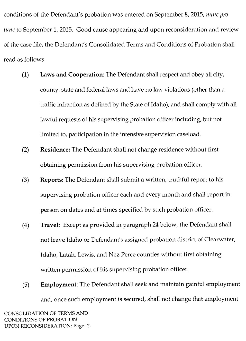 Consolidation of Terms & Conditions of Probation upon Reconsideration page 2