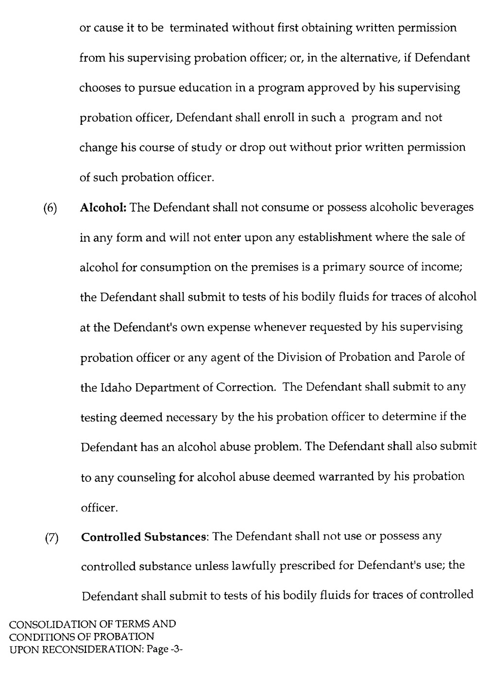 Consolidation of Terms & Conditions of Probation upon Reconsideration page 3