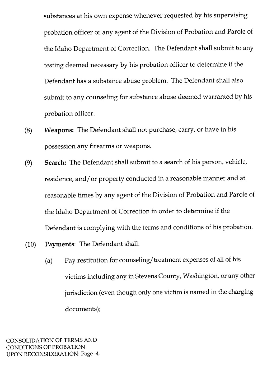 Consolidation of Terms & Conditions of Probation upon Reconsideration page 4