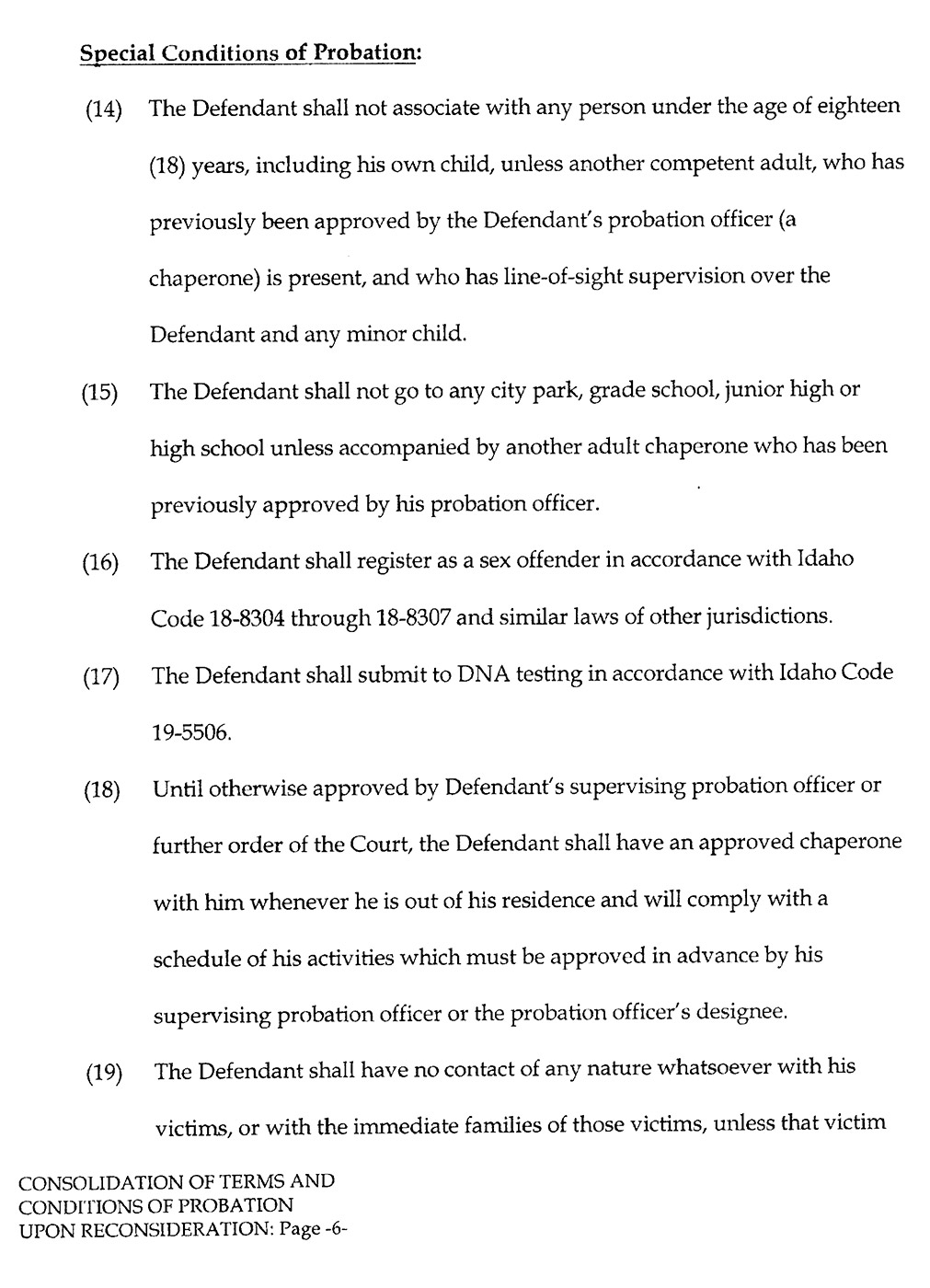 Consolidation of Terms & Conditions of Probation upon Reconsideration page 6