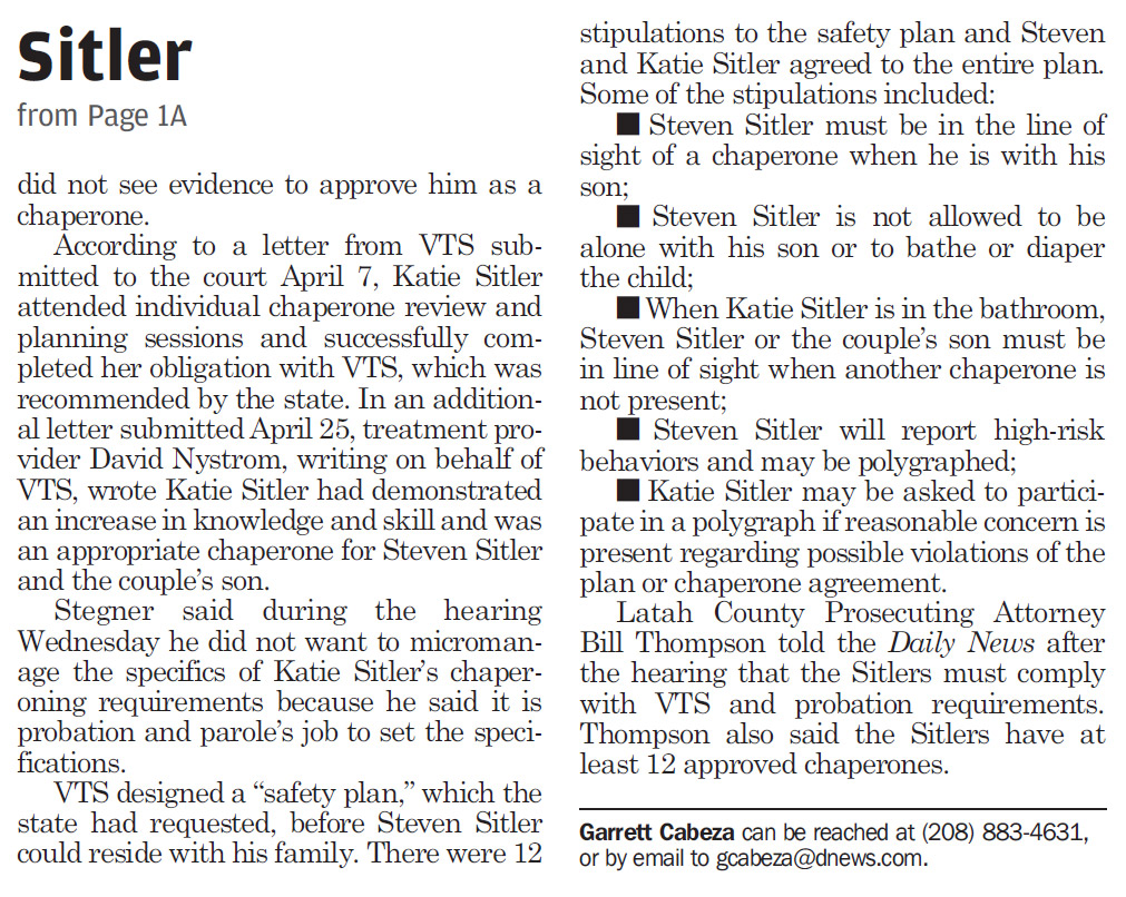 Moscow-Pullman Daily News: Judge: Sitler cannot live with family, 2