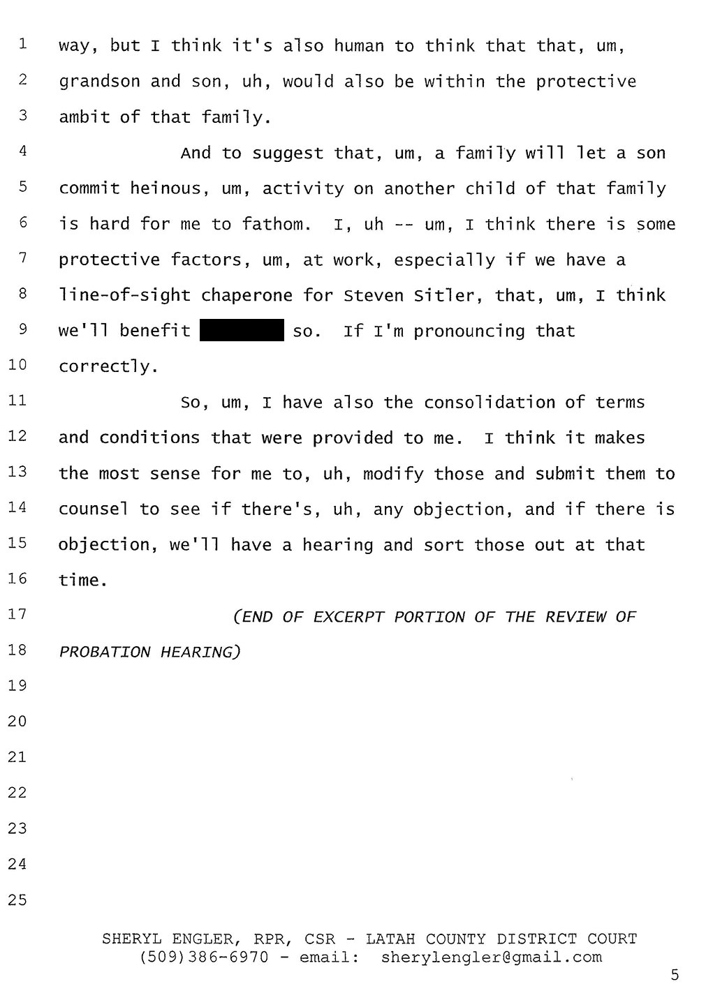 Exhibit B: Excerpted Court Transcript, page 5